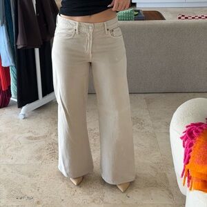 Agolde Wide Leg Jeans in Light Beige